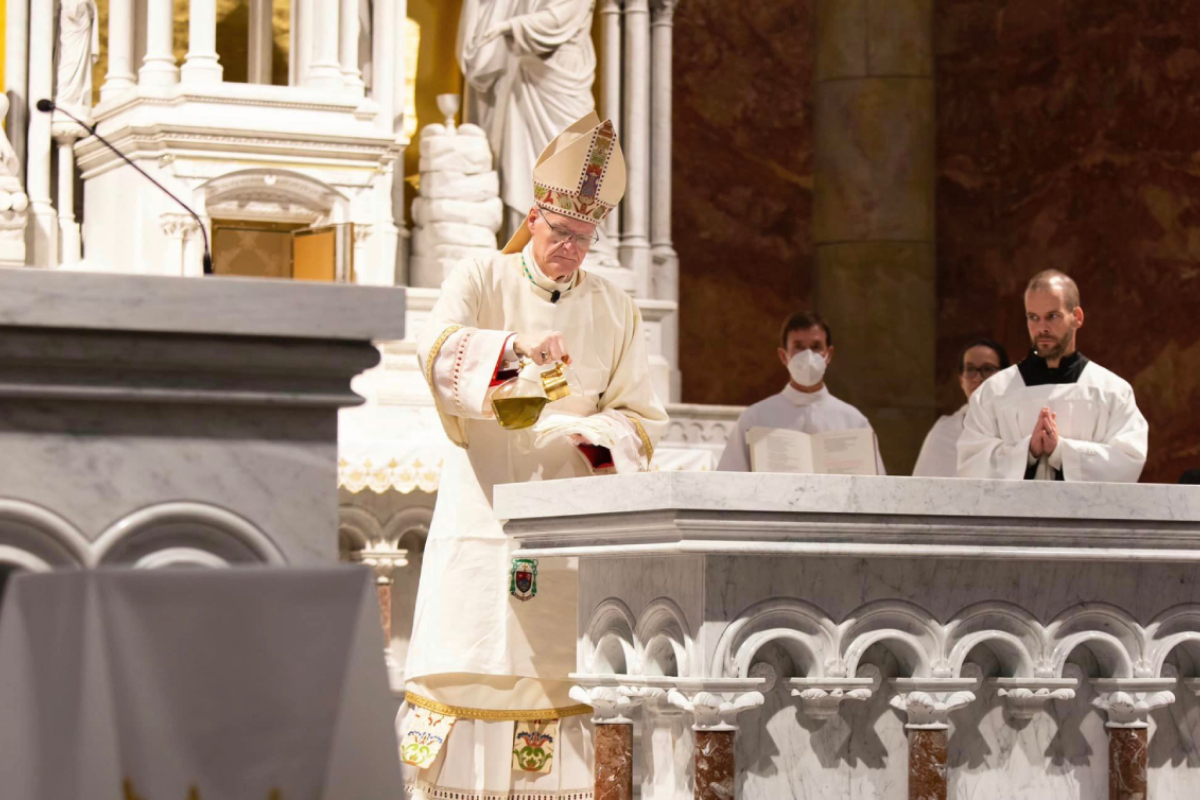 St. Joseph Catholic Church, Jasper, Indiana, 2022 – Altar , Ambo and Baptismal Font
