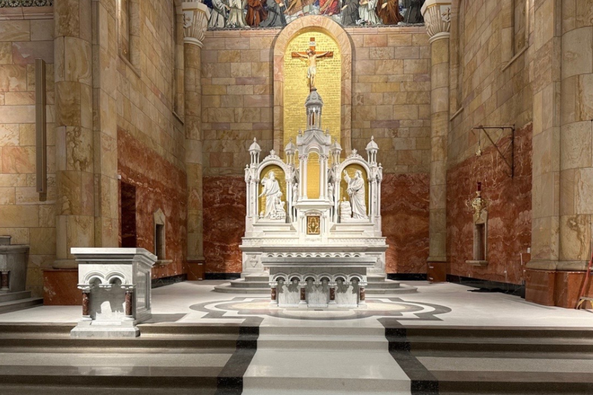 St. Joseph Catholic Church, Jasper, Indiana, 2022 – Altar , Ambo and Baptismal Font