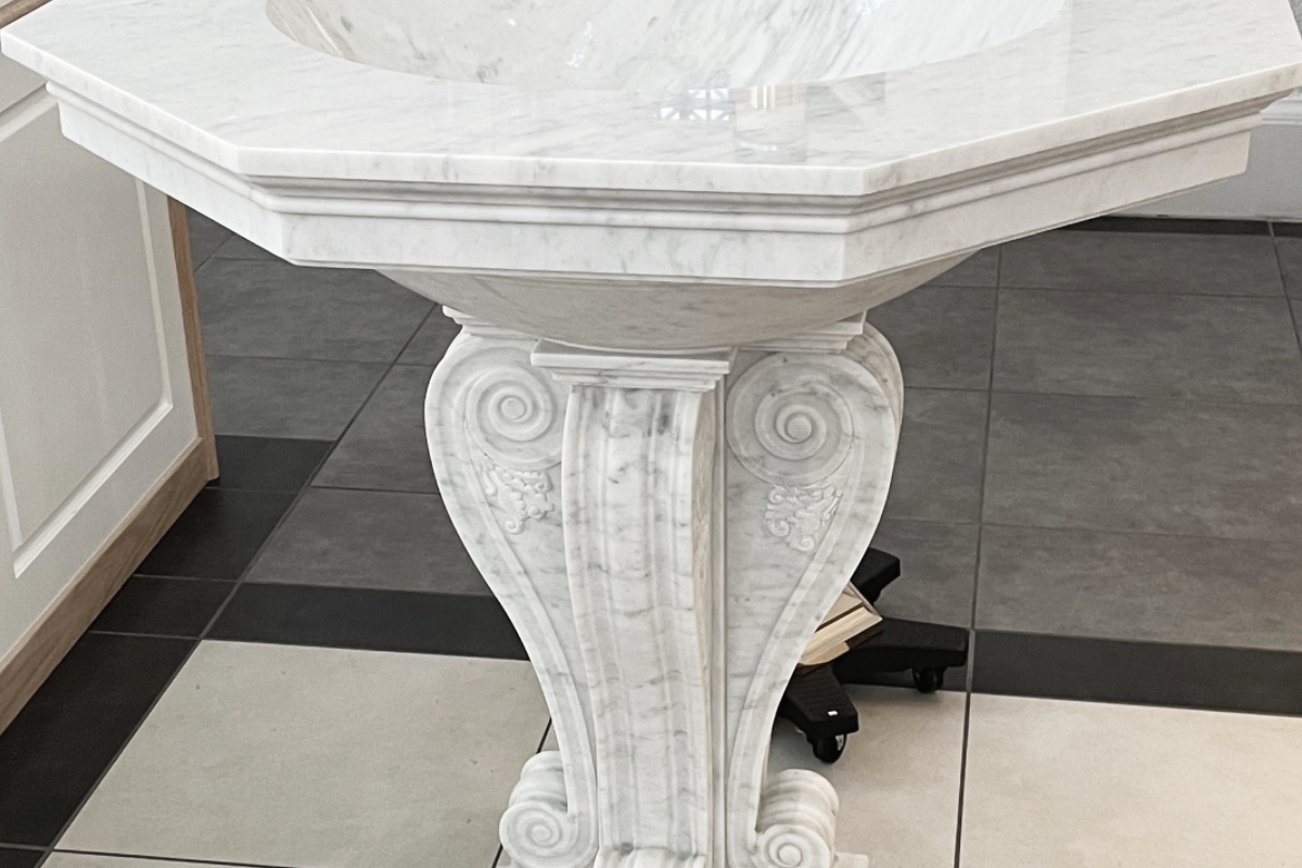 St. Mary of Sorrow Catholic Church, Fairfax, Virginia, 2021 – Altar, Tabernacle Stand and Baptismal Font