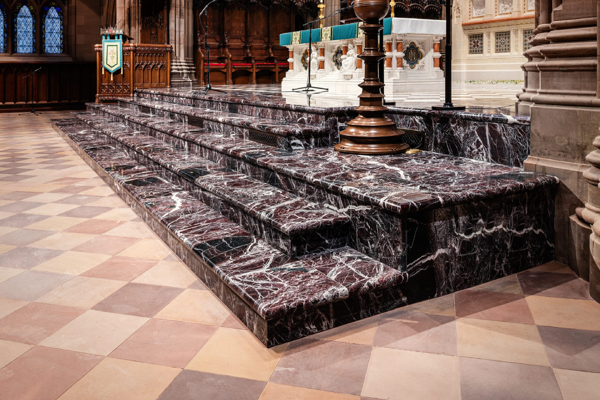 Trinity Church Wall Street, New York City, New York, 2020 – Altar restoration, sanctuary marble floor, tabernacle marble matching 