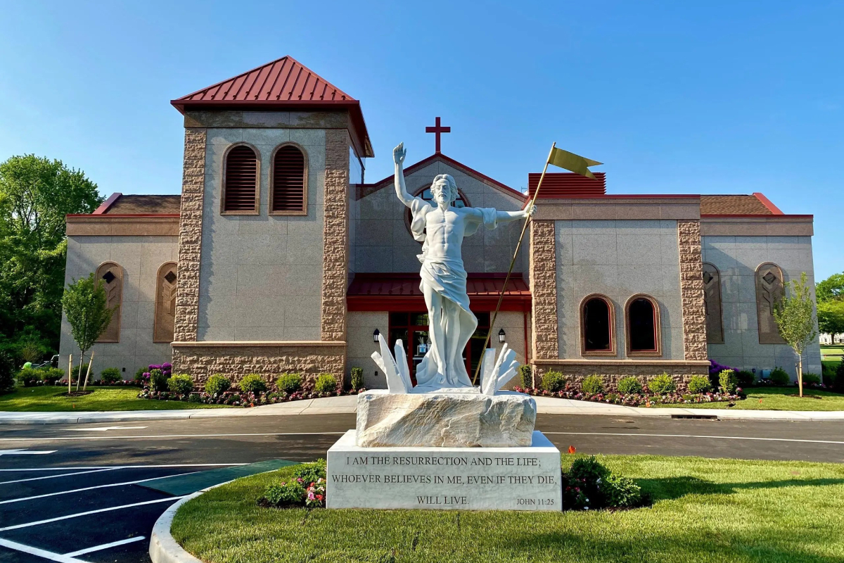 St.Gertrude Cemetery, Colonia, New Jersey, 2021 – Resurrection Christ statue – 12' high