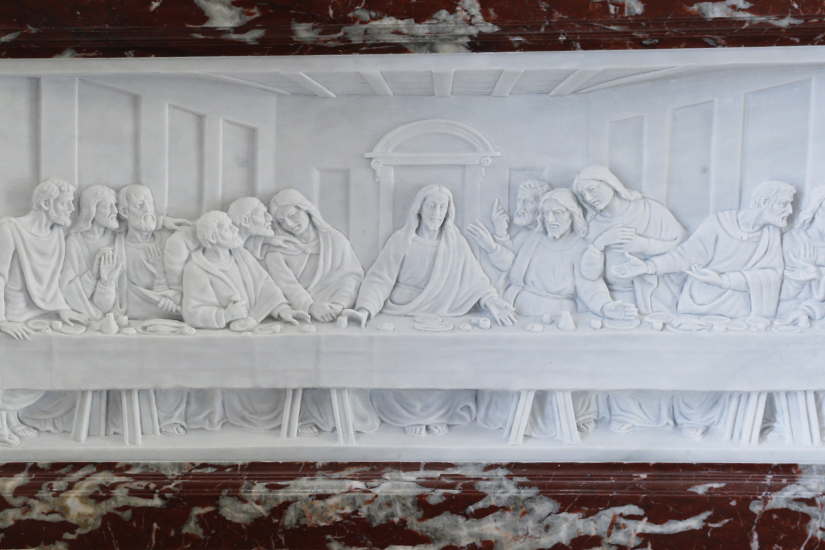 St. Mary of Sorrow Catholic Church, Fairfax, Virginia, 2021 – Altar, Tabernacle Stand and Baptismal Font