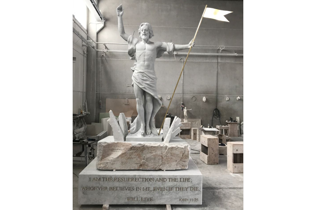 St.Gertrude Cemetery, Colonia, New Jersey, 2021 – Resurrection Christ statue – 12' high