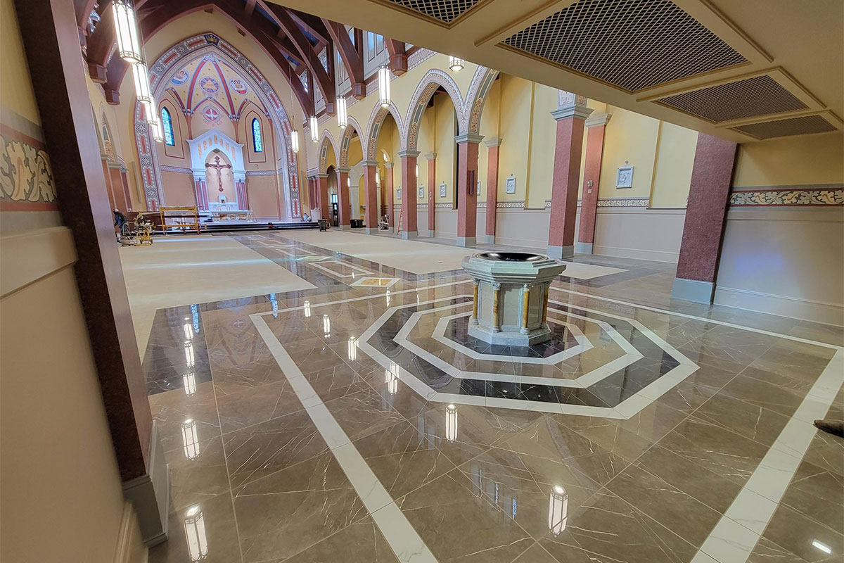 St. Isidore Catholic Student Center – Kansas State University , Manhattan, Kansas, 2022 – Altar , Ambo, Tabernacle and Baptismal Font